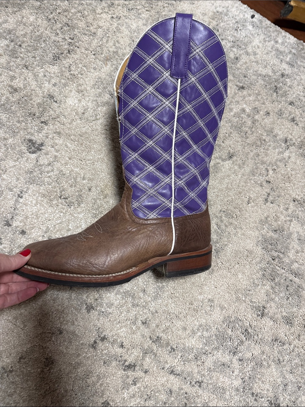 Men's Two-Tone Western Cowboy Boots in Brown and Purple